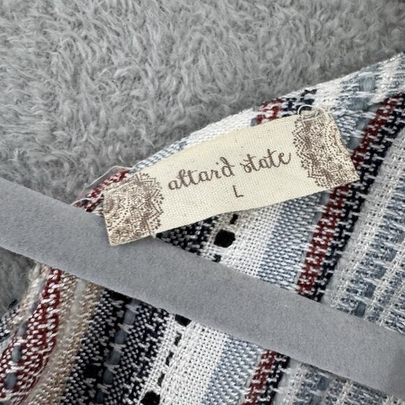 altard state Cardigan Womens L Brown Striped Open Front Woven Boho Western - Picture 2 of 12